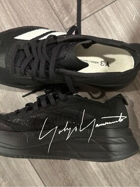 Y-3 Black and White Signature Lace-Up Sneaker